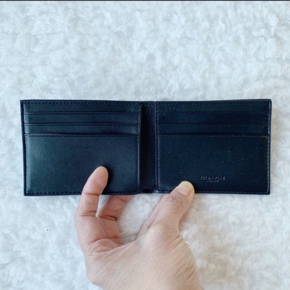 NWT Coach Men’s Signature Leather Canvas Slim Billfold Varsity Stripe Wallet - Picture 3 of 8